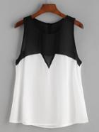 Shein Color Block Sleeveless Chiffon Top