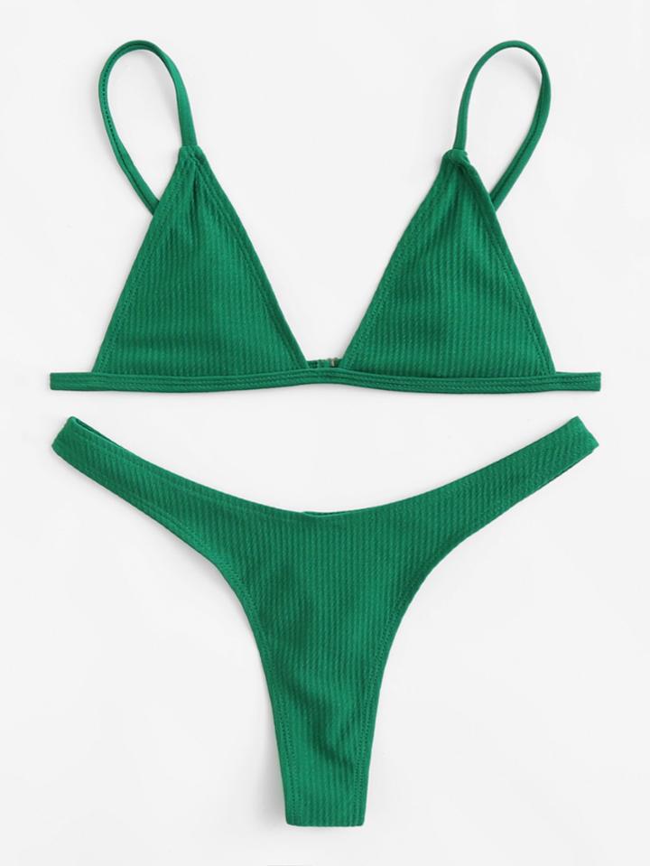 Shein Ribbed Triangle Bikini Set
