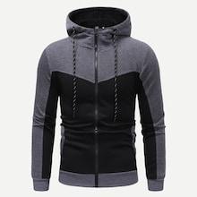 Shein Men Cut And Sew Panel Zip Up Hoodie
