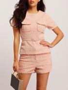 Shein Pink Short Sleeve Pockets Top With Shorts