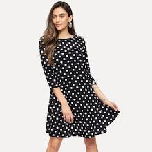 Shein 3/4 Sleeve Polka Dot Flowy Dress