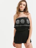 Shein Embroidery Ruffle Layered Romper