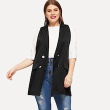 Shein Plus Double Breasted Sleeveless Blazer