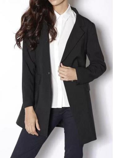 Rosewe Work Essential Long Sleeve Turndown Collar Black Blazer