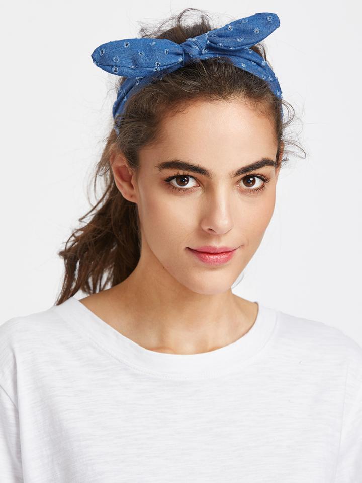 Shein Bow Tie Denim Headband