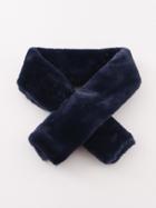 Shein Navy Faux Fur Collar Scarf