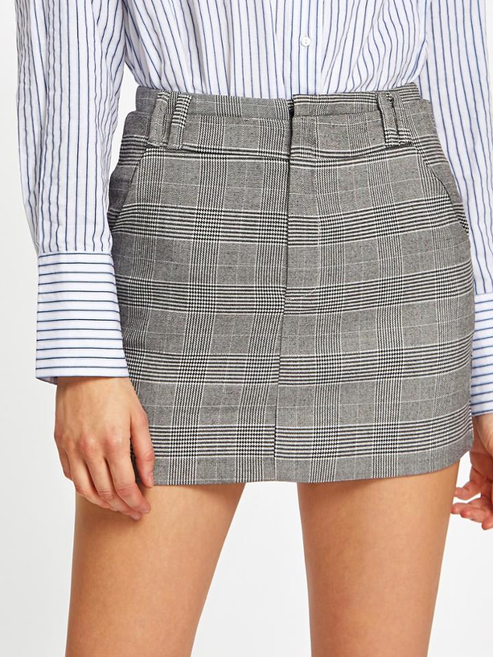 Shein High Waist Plaid Mini Skirt