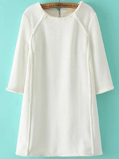 Shein White Zipper Back Seam A Line Dress