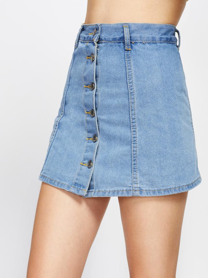 Shein Single Breasted Denim Skirt Shorts