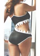 Rosewe Padded Cutout Design Black One Piece Swimwear