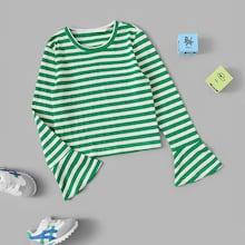 Shein Girls Trumpet Sleeve Striped Tee