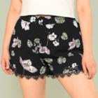 Shein Plus Lace Insert Floral Shorts