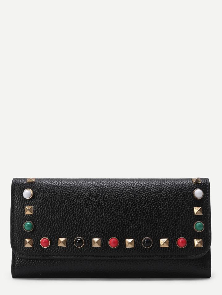 Shein Studded & Beads Detail Pu Wallet