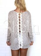 Shein Apricot Long Sleeve Quilting Pane Colourblock Unique High Low T-shirt