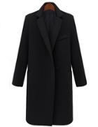Shein Black Lapel Single Button Long Coat