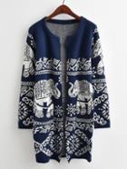 Shein Tribal Knit Open Front Sweater