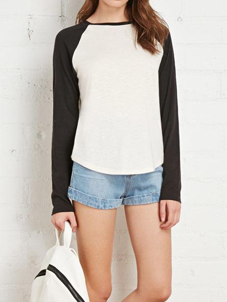 Shein Colour-block Round Neck Modal T-shirt