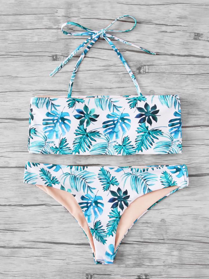 Shein Jungle Print Bandeau Bikini Set