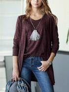 Shein Burgundy Long Sleeve Two Pieces Coat