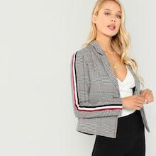 Shein Striped Side Plaid Blazer