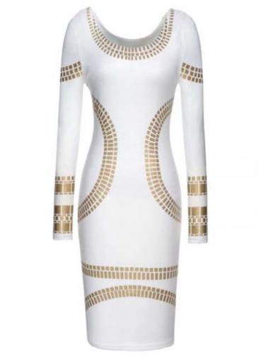 Rosewe Exclusive Scoop Design White Knee Length Work Dress