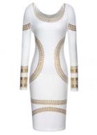 Rosewe Exclusive Scoop Design White Knee Length Work Dress