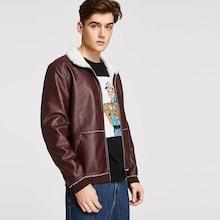 Shein Men Solid Pu Jacket