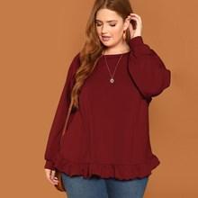 Shein Plus Ruffle Hem Solid Top