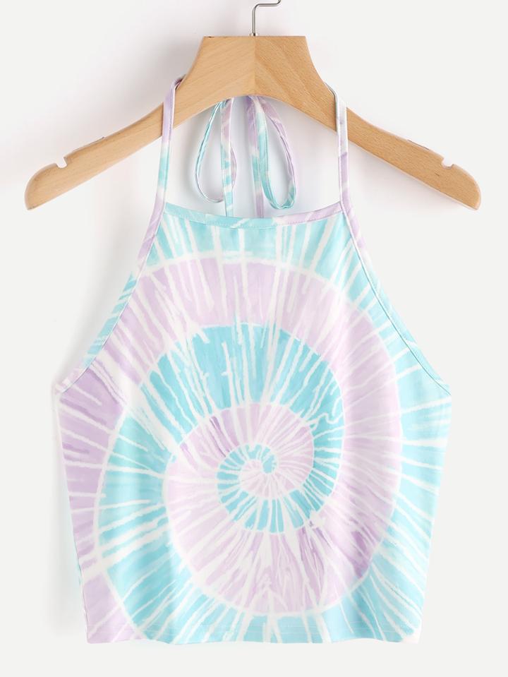 Shein Spiral Tie Dye Halter Top