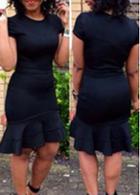 Rosewe Flouncing Embellished Black Bodycon Dress