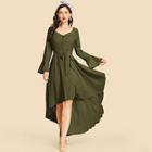 Shein 80s Bell Sleeve Half Placket High Low Dress