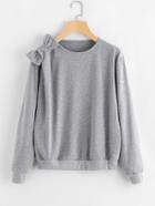 Shein Bow Detail Heathered Knit Sweatshirt