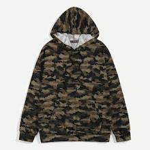 Shein Men Pocket Front Drawstring Camo Print Hoodie