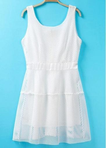 Rosewe Cute Round Neck Sleeveless White Chiffon Dress For Girls