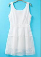 Rosewe Cute Round Neck Sleeveless White Chiffon Dress For Girls
