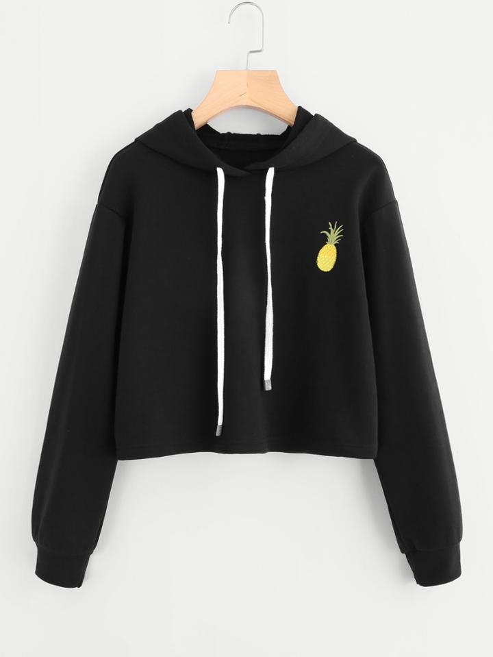 Shein Pineapple Embroidered Hoodie