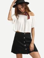 Shein Black Casual Button A-line Skirt