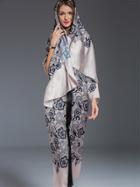 Shein Apricot Scarf Elegance Print Maxi Dress