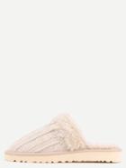 Shein Apricot Fur Lined Soft Sole Wool Flat Slippers