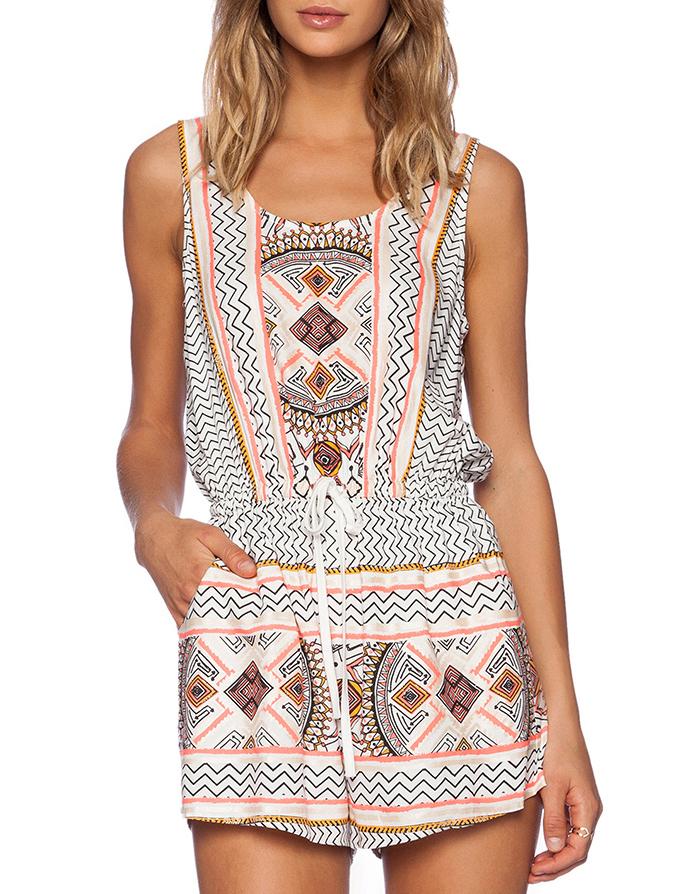 SheIn Apricot Sleeveless Tribal Playsuit