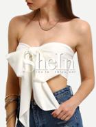 Shein White Bow Bustier Tube Crop Top