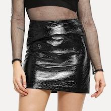 Shein Overlap Front Faux Leather Bodycon Skirt