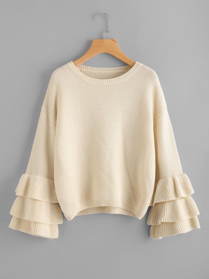 Shein Layered Frilled Trumpet Sleeve Jumper