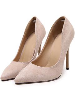 Shein Nude Point Toe Suede High Stiletto Heel Pumps
