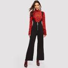 Shein O-ring Zip Front Wide Leg Pinafore Jumpsuit