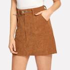 Shein Dual Pocket Solid Corduroy Skirt