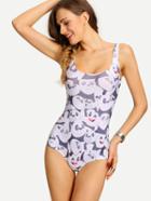 Shein Multicolor Panda Print One-piece Swimwear