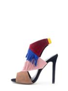 Shein Multicolor Peep Toe Fringe Stiletto Heels