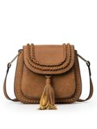Shein Braided Tassel Trimmed Studded Saddle Bag - Brown