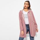 Shein Raglan Sleeve Curved Hem Corduroy Hooded Coat